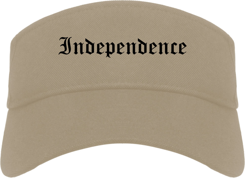 Independence Iowa IA Old English Mens Visor Cap Hat Khaki
