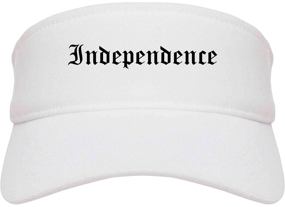 Independence Iowa IA Old English Mens Visor Cap Hat White
