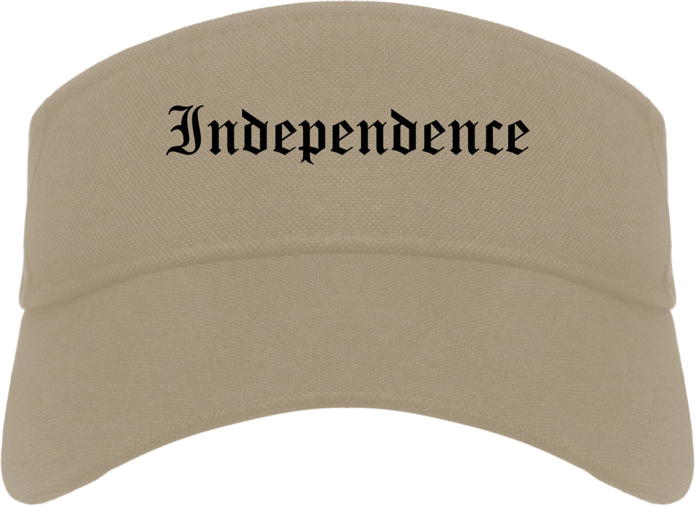 Independence Kansas KS Old English Mens Visor Cap Hat Khaki