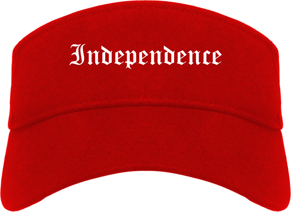 Independence Kansas KS Old English Mens Visor Cap Hat Red