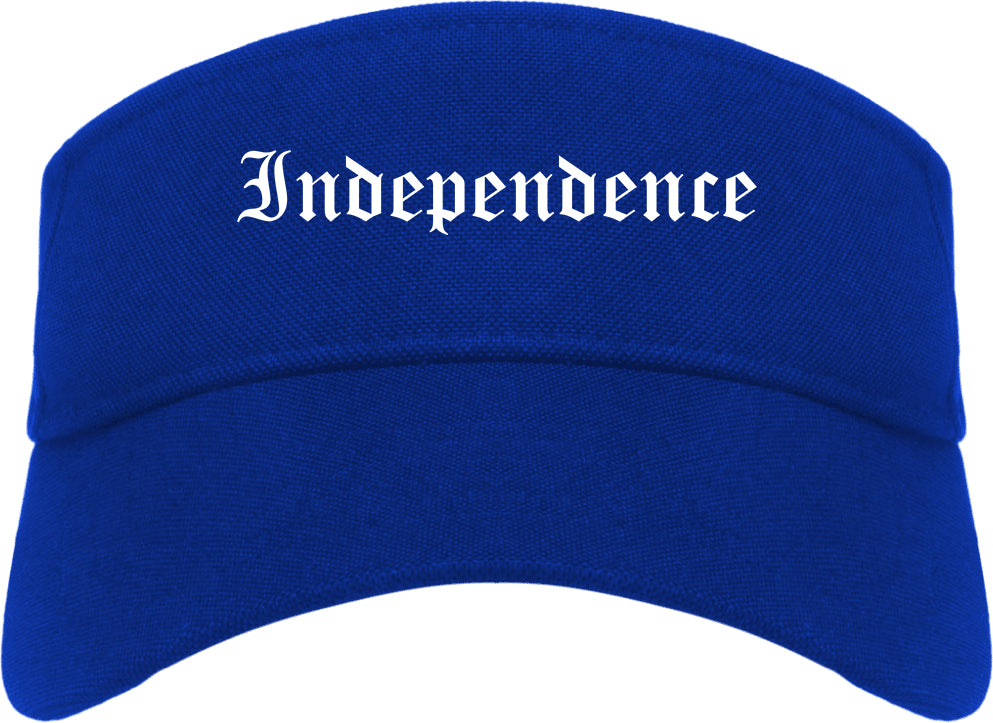 Independence Kansas KS Old English Mens Visor Cap Hat Royal Blue