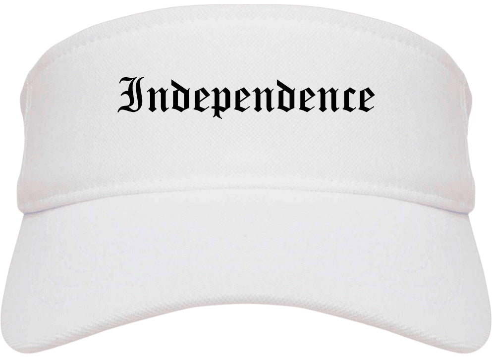 Independence Kansas KS Old English Mens Visor Cap Hat White