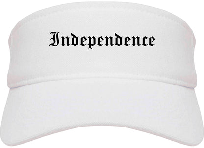 Independence Kansas KS Old English Mens Visor Cap Hat White