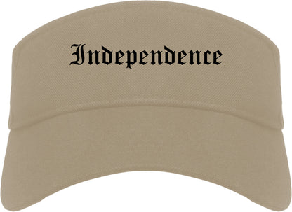 Independence Missouri MO Old English Mens Visor Cap Hat Khaki