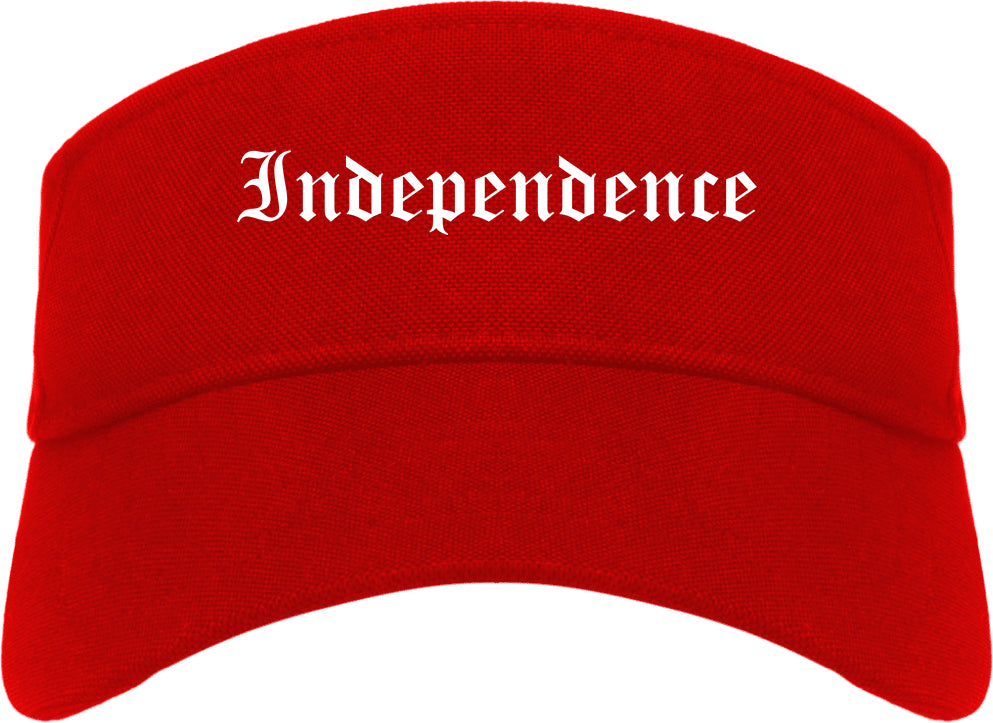 Independence Missouri MO Old English Mens Visor Cap Hat Red