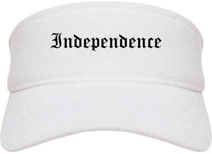 Independence Missouri MO Old English Mens Visor Cap Hat White