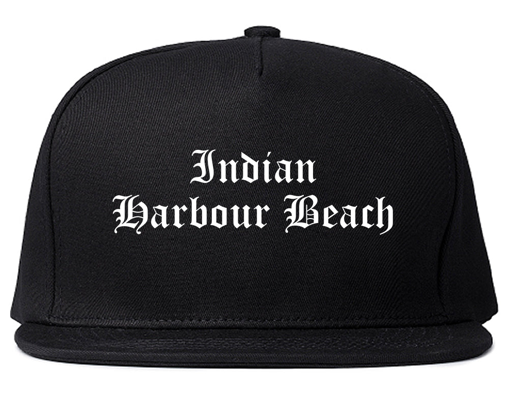 Indian Harbour Beach Florida FL Old English Mens Snapback Hat Black