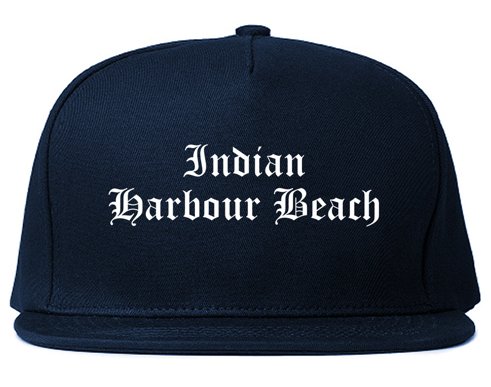 Indian Harbour Beach Florida FL Old English Mens Snapback Hat Navy Blue
