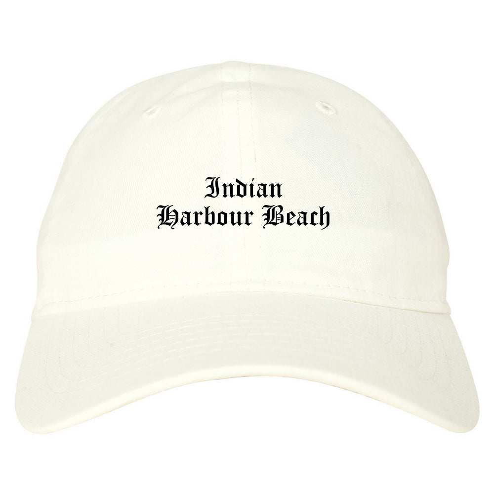 Indian Harbour Beach Florida FL Old English Mens Dad Hat Baseball Cap White