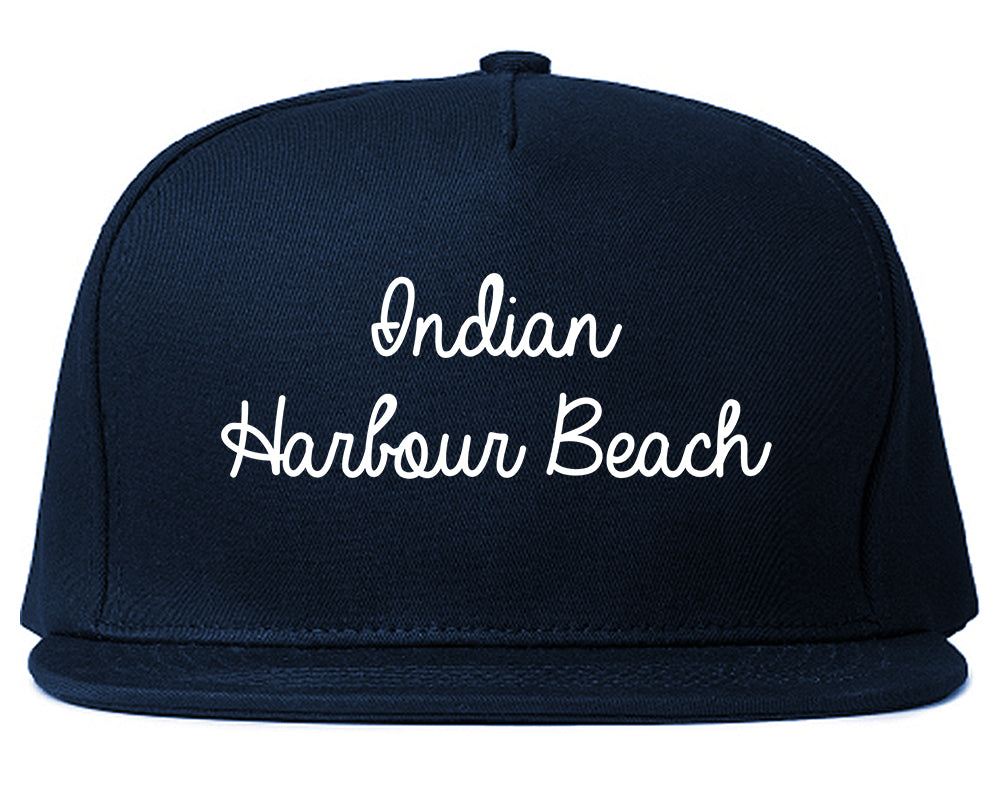 Indian Harbour Beach Florida FL Script Mens Snapback Hat Navy Blue