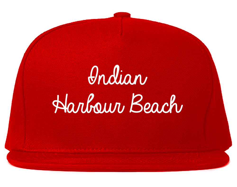 Indian Harbour Beach Florida FL Script Mens Snapback Hat Red