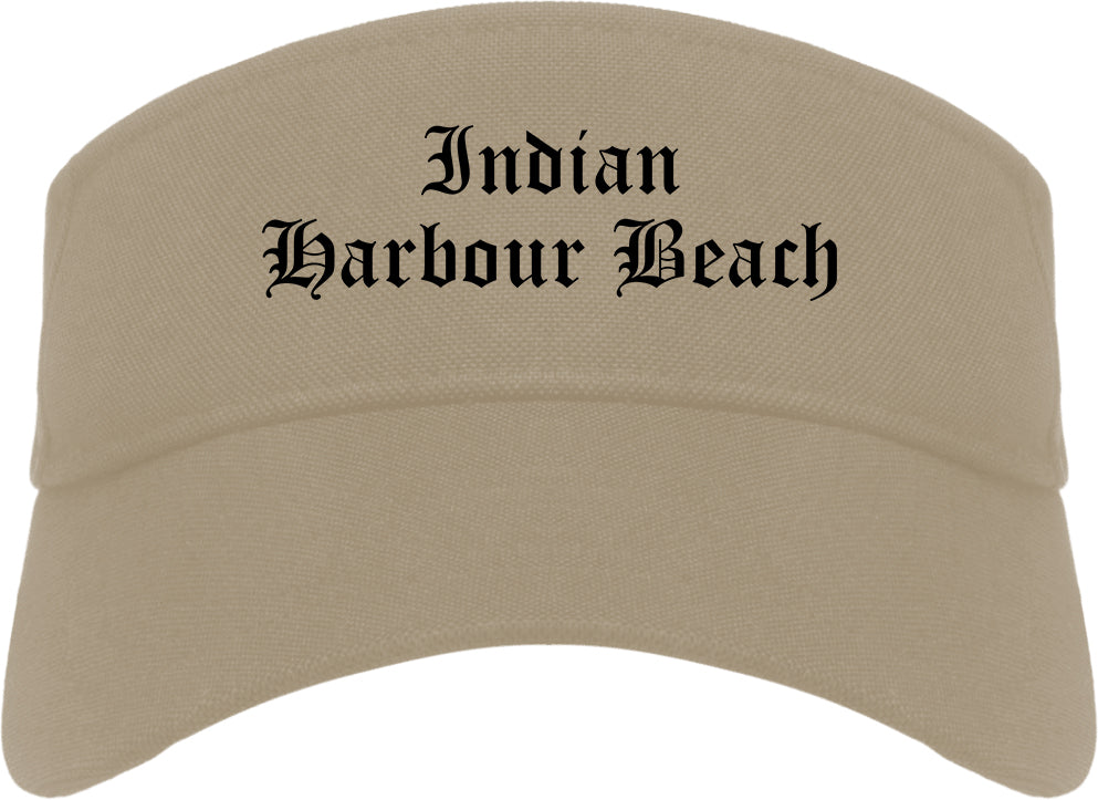 Indian Harbour Beach Florida FL Old English Mens Visor Cap Hat Khaki