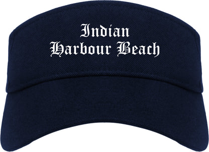 Indian Harbour Beach Florida FL Old English Mens Visor Cap Hat Navy Blue