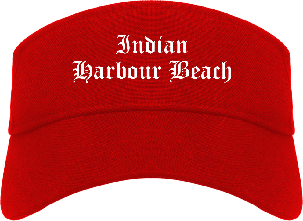 Indian Harbour Beach Florida FL Old English Mens Visor Cap Hat Red
