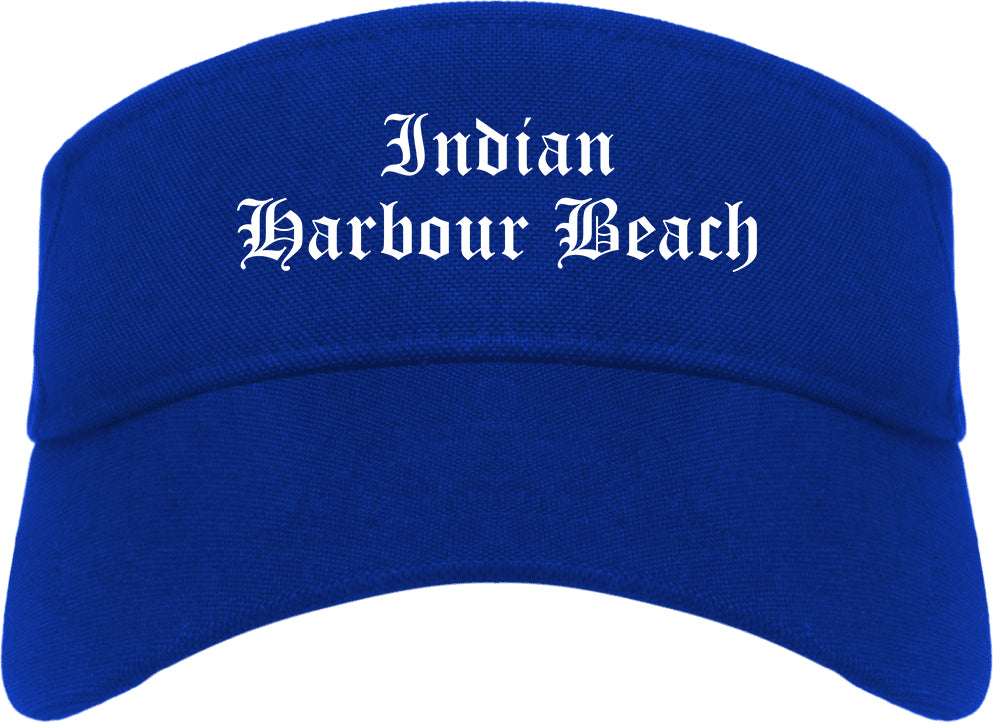 Indian Harbour Beach Florida FL Old English Mens Visor Cap Hat Royal Blue
