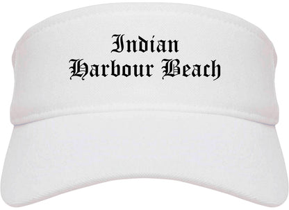 Indian Harbour Beach Florida FL Old English Mens Visor Cap Hat White