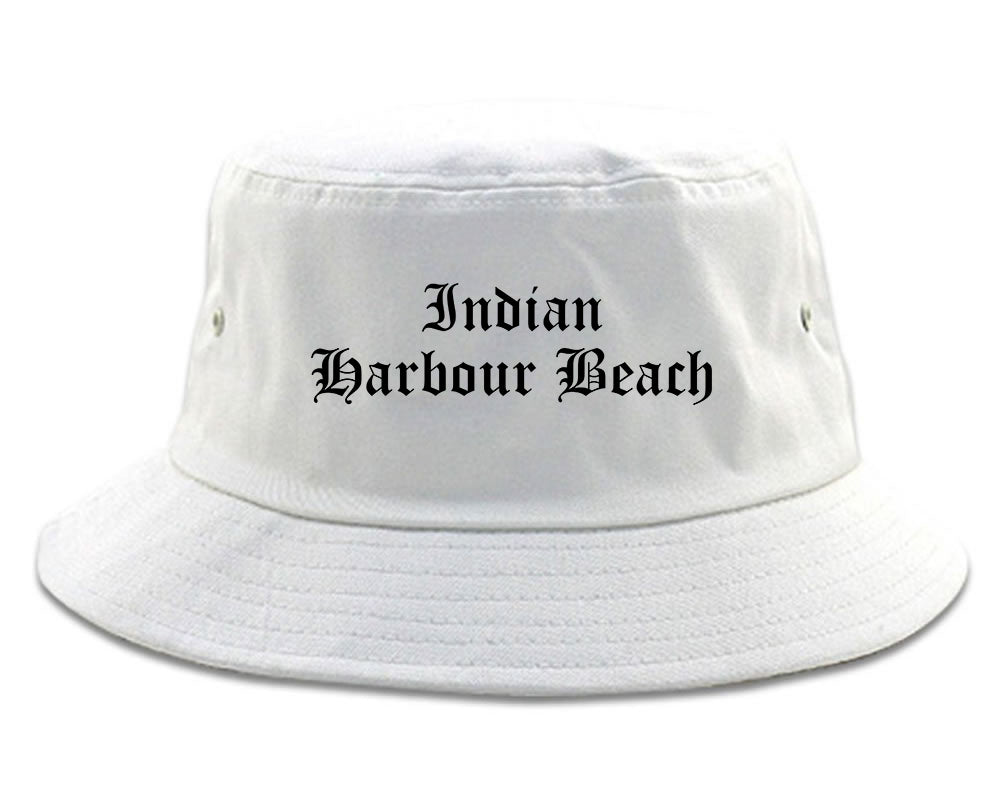 Indian Harbour Beach Florida FL Old English Mens Bucket Hat White