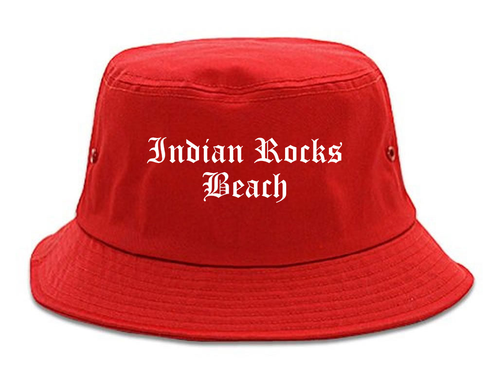 Indian Rocks Beach Florida FL Old English Mens Bucket Hat Red