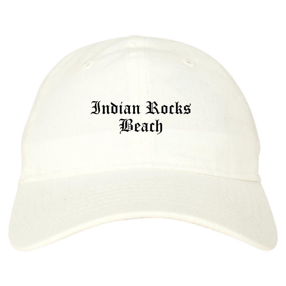 Indian Rocks Beach Florida FL Old English Mens Dad Hat Baseball Cap White