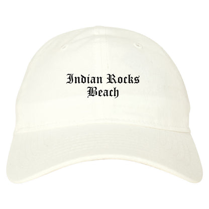Indian Rocks Beach Florida FL Old English Mens Dad Hat Baseball Cap White