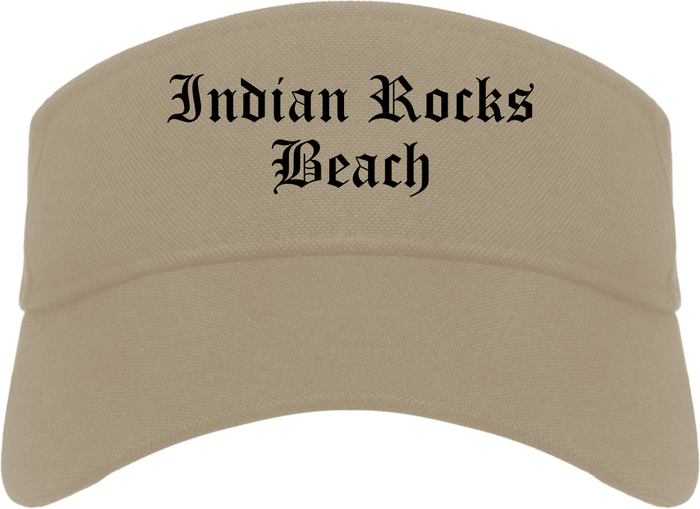 Indian Rocks Beach Florida FL Old English Mens Visor Cap Hat Khaki
