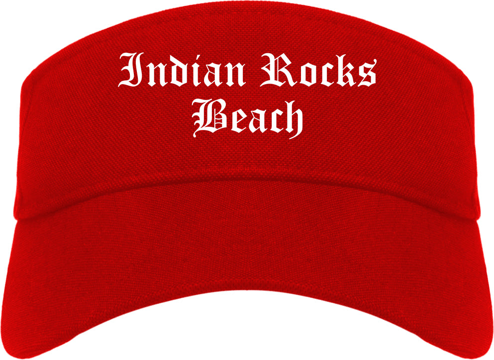 Indian Rocks Beach Florida FL Old English Mens Visor Cap Hat Red
