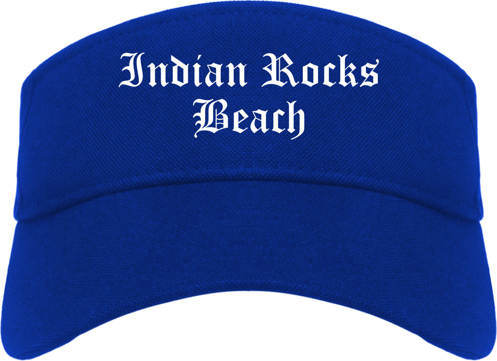 Indian Rocks Beach Florida FL Old English Mens Visor Cap Hat Royal Blue