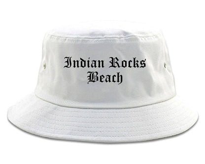 Indian Rocks Beach Florida FL Old English Mens Bucket Hat White