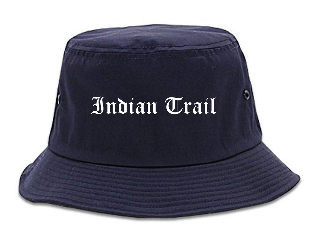 Indian Trail North Carolina NC Old English Mens Bucket Hat Navy Blue