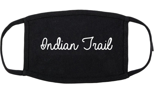 Indian Trail North Carolina NC Script Cotton Face Mask Black