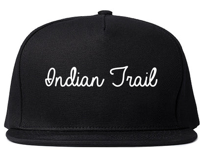 Indian Trail North Carolina NC Script Mens Snapback Hat Black
