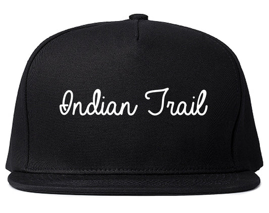 Indian Trail North Carolina NC Script Mens Snapback Hat Black