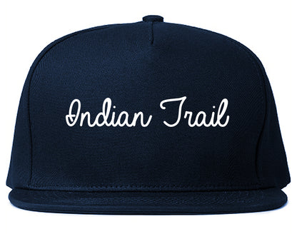 Indian Trail North Carolina NC Script Mens Snapback Hat Navy Blue