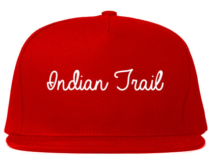 Indian Trail North Carolina NC Script Mens Snapback Hat Red