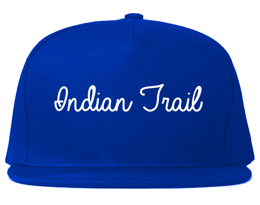 Indian Trail North Carolina NC Script Mens Snapback Hat Royal Blue