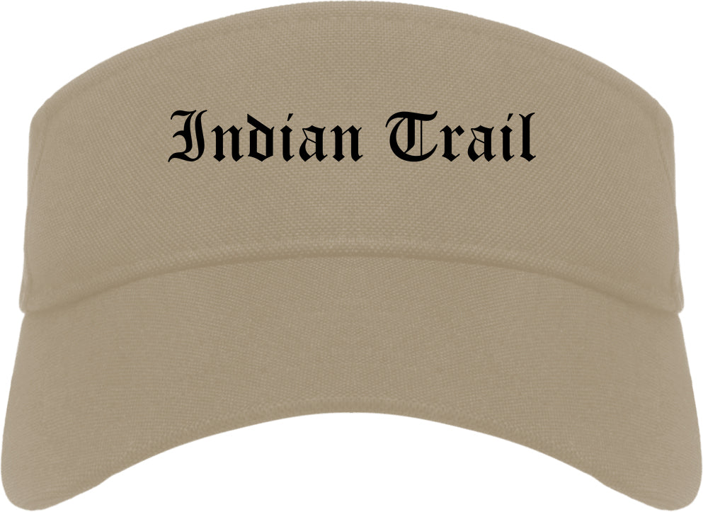 Indian Trail North Carolina NC Old English Mens Visor Cap Hat Khaki