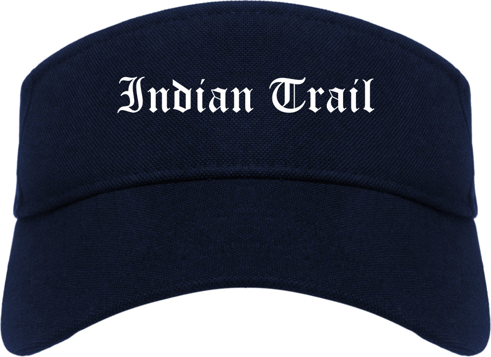 Indian Trail North Carolina NC Old English Mens Visor Cap Hat Navy Blue