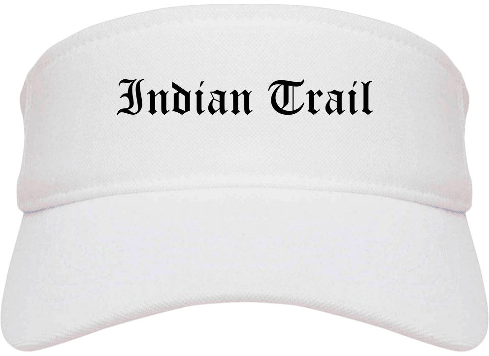 Indian Trail North Carolina NC Old English Mens Visor Cap Hat White
