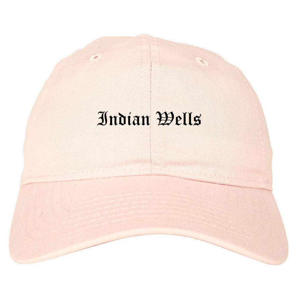 Indian Wells California CA Old English Mens Dad Hat Baseball Cap Pink