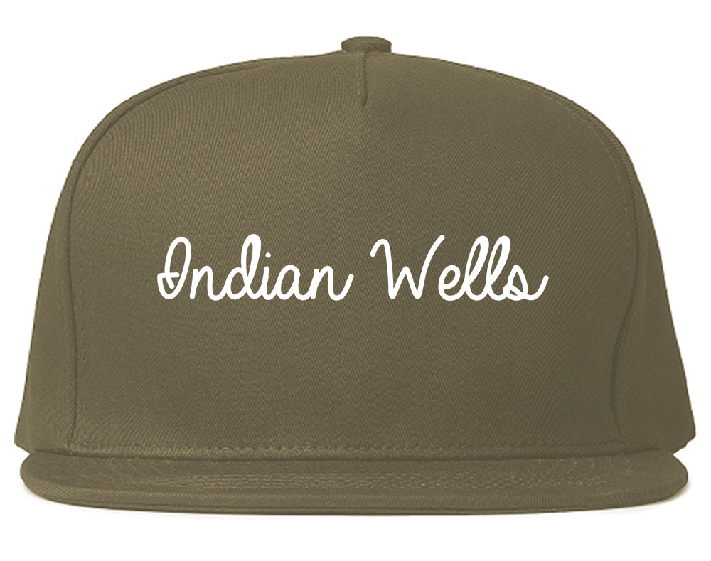 Indian Wells California CA Script Mens Snapback Hat Grey