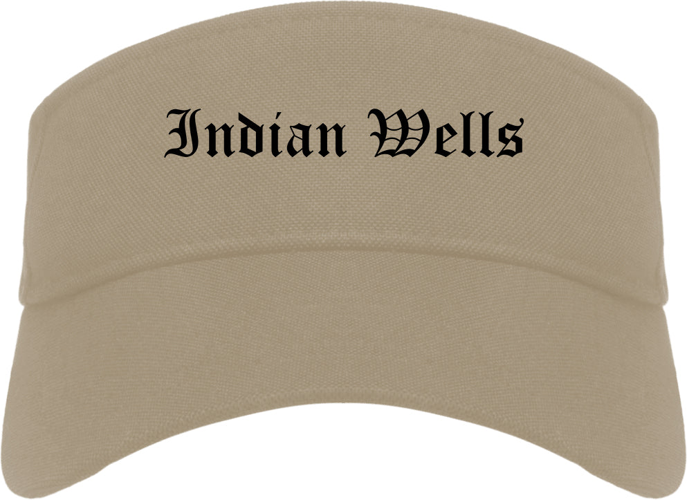 Indian Wells California CA Old English Mens Visor Cap Hat Khaki