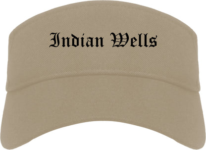 Indian Wells California CA Old English Mens Visor Cap Hat Khaki