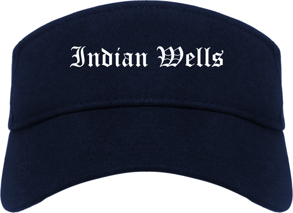 Indian Wells California CA Old English Mens Visor Cap Hat Navy Blue