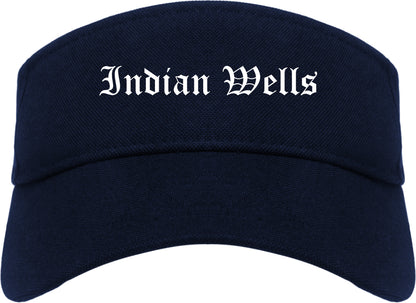 Indian Wells California CA Old English Mens Visor Cap Hat Navy Blue