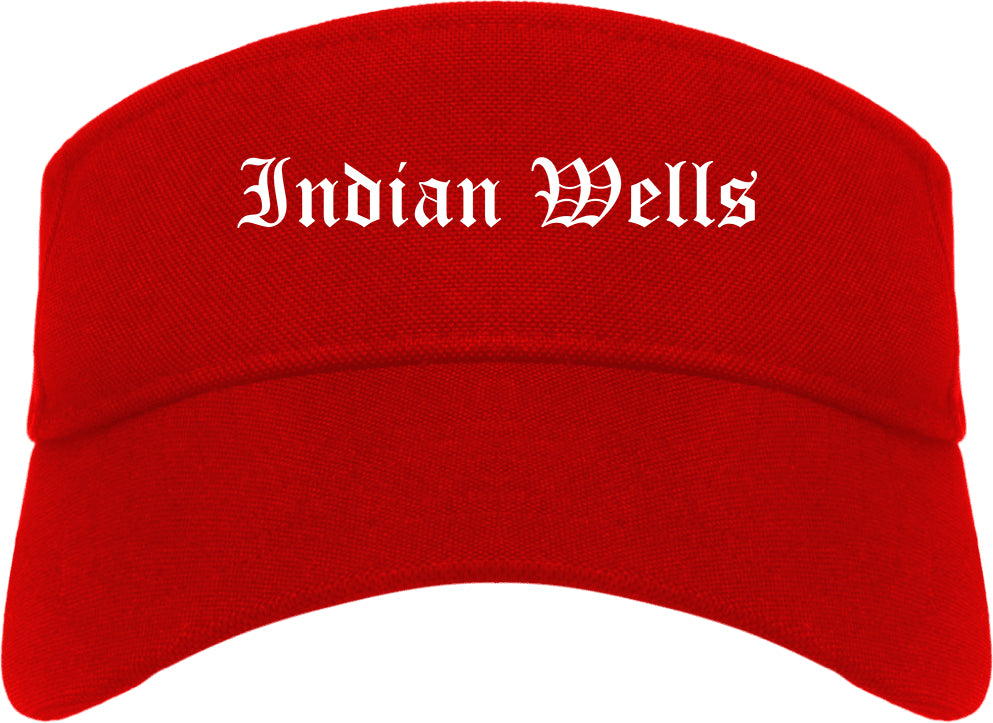 Indian Wells California CA Old English Mens Visor Cap Hat Red