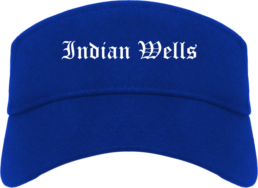 Indian Wells California CA Old English Mens Visor Cap Hat Royal Blue