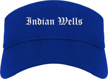 Indian Wells California CA Old English Mens Visor Cap Hat Royal Blue