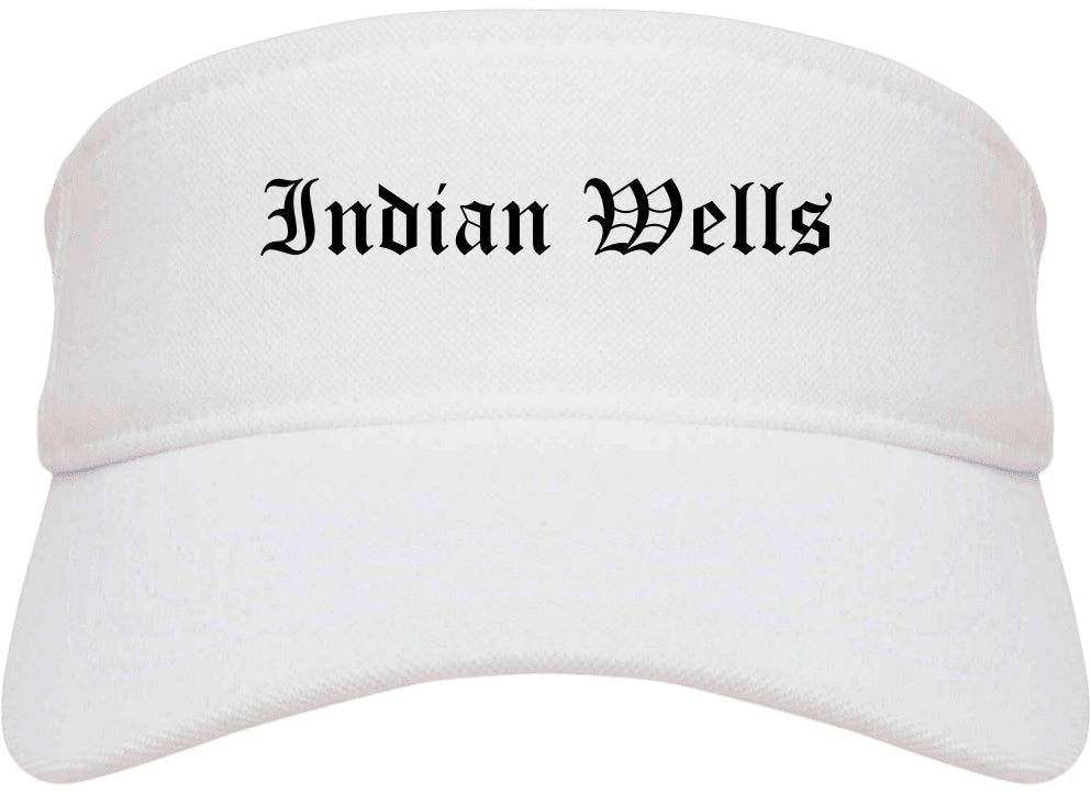 Indian Wells California CA Old English Mens Visor Cap Hat White