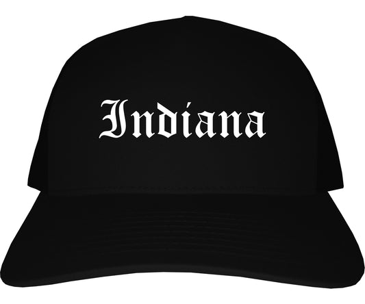 Indiana Pennsylvania PA Old English Mens Trucker Hat Cap Black