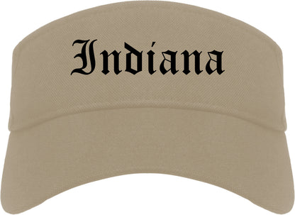 Indiana Pennsylvania PA Old English Mens Visor Cap Hat Khaki